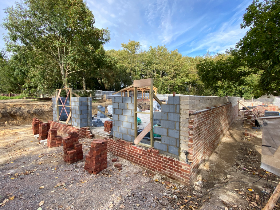 Brick wall construction up to first floor